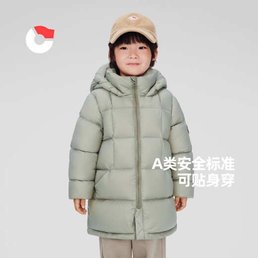 Nanny Goose Children's Down Jacket Warm Thickened Windproof Jacket Mid-Length Bread Jacket Simple Coldproof Winter Wear NG2865 Shark Gray 140