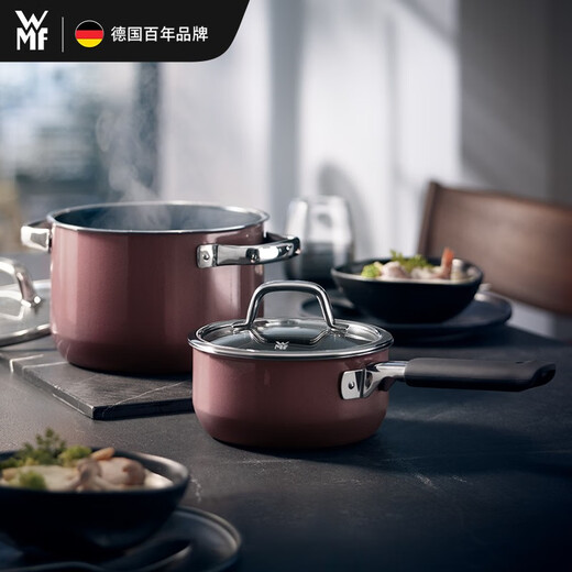 WMF original imported pots and cookware set Naicai rice wok soup pot frying pan milk pot pressure cooker bowl pot combination kitchen utensils quality kitchen Naicai rice rose powder 6-piece set