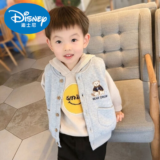 Disney children's vest spring and autumn new boys casual vest jacket top waistcoat 2025 summer style baby horse gray zipper vest 130