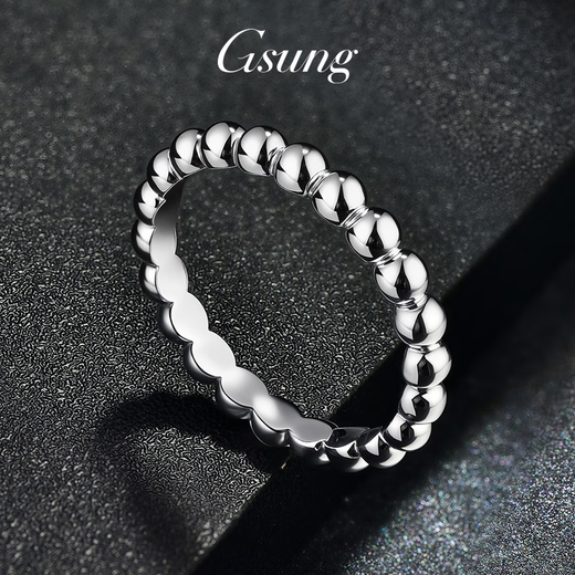 GsunG platinum PT950 bead ring is a perfect and smooth women's exquisite and versatile pure platinum ring. It can be customized. Priced by the gram. Contact before bidding.