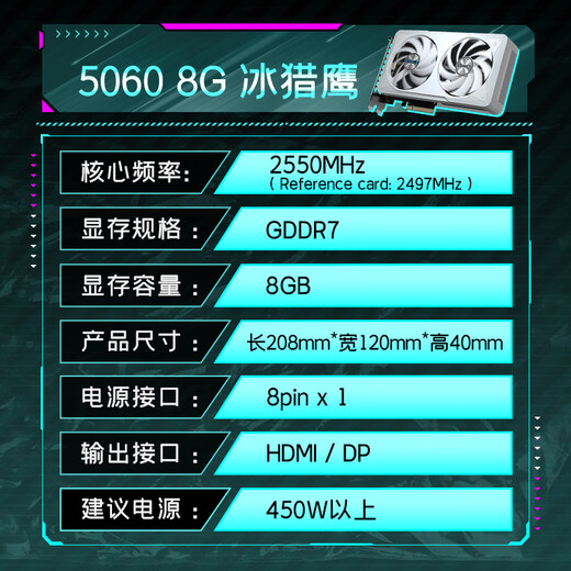 GIGABYTE 5060 8G graphics card Ice Falcon GeForce RTX 5060 Eagle OC ICE SFF 8G DLSS4 game e-sports design AI graphics card