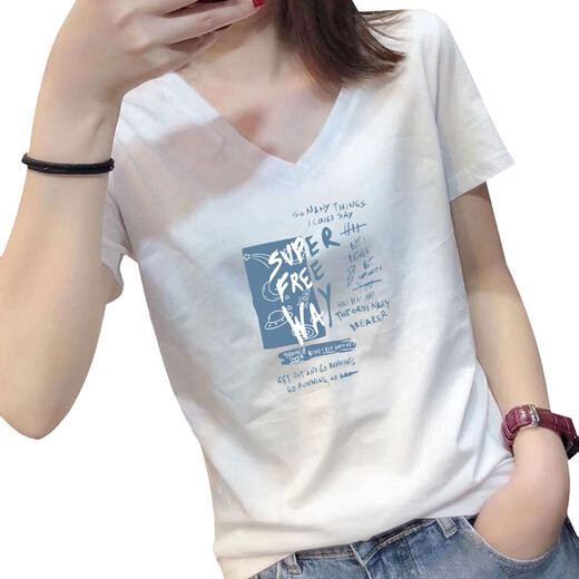 
Jiaobifu 2025 new Shenzhen Nanyou Women's Short Sleeve Women's Short Sleeve High-end Women's Fashionable Korean Loose Summer V-neck White 9901 M Recommended 80 to 100 Jin [Jin equals 0.5 kg]