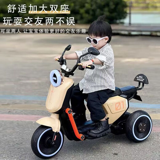 双人儿童电动摩托车遥控三轮车宝宝男女童车大号可充电小孩玩具车 688A绿色+6v4单驱不加斗