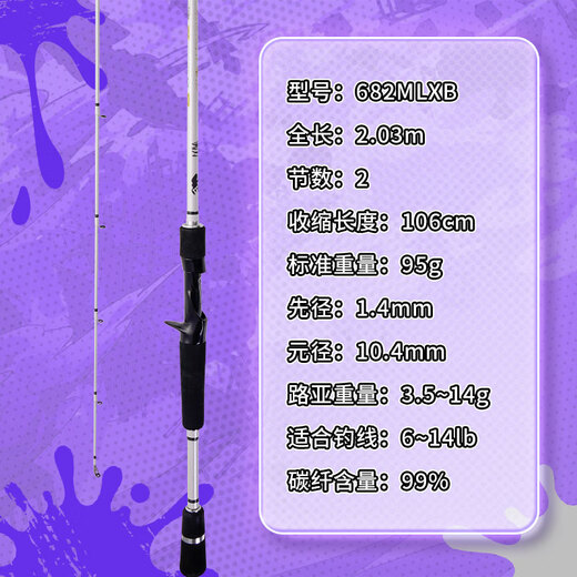 达亿瓦（DAIWA）618 23新品一击GL-X 绚 泛用竿远投路亚竿翘嘴鳜鱼鲈鱼杆 682m 石英白-LXB2.03米2节中软调