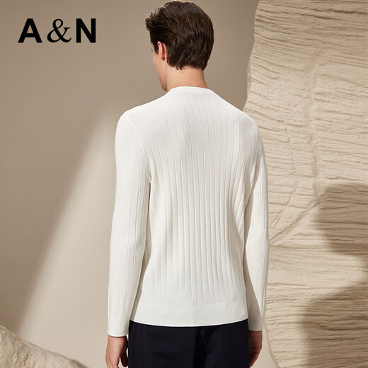 Antonio Light Luxury Simple & Contains Wool Autumn Henley Collar Sweater Men's Delicate Skin Friendly Breathable Long Sleeve T-Shirt Thin White 2XL/54(185/100A)
