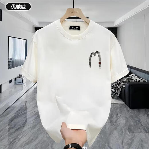 Ximu yaofengjie kleidung 2025 sommer sommer vielseitig neuer kreativ gedruckter hals kurzärmelig t-Shirt Ins Weiß [AB1699 vorne und hinten-M-Outlet] S _ (vorgeschlagener_90-110)