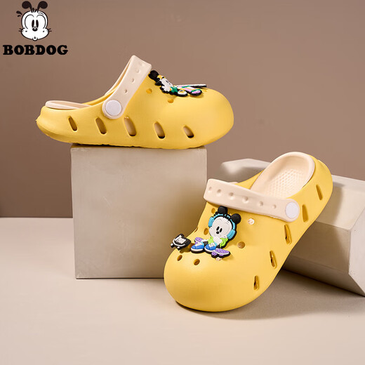 Babudou children's hole shoes 2025 summer new style men's and girls' sandals comfortable soft sole non-slip children's sandals HBL8012/yellow 20 cm long/suitable for 8 years old