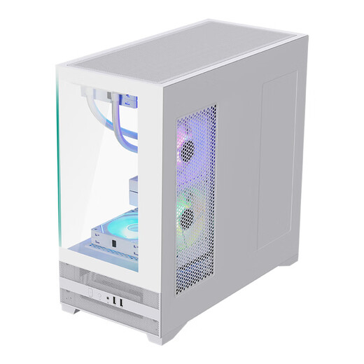 先马（SAMA）小惊鸿2 白色MATX海景房游戏电脑主机箱 电源仓网孔/高效散热/支持360水冷/9风扇位/427mm长显卡