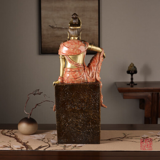 La statue en bronze du maître de bronze Guanyin Bodhisattva Statues du Bouddha pour les dieux de la maison Dieux du salon Décoration Décoration du bureau Artisanat Art Statue Ornements 2691 Heart Sutra Guanyin [Ancient Tea Bronze Color Cut Gold]