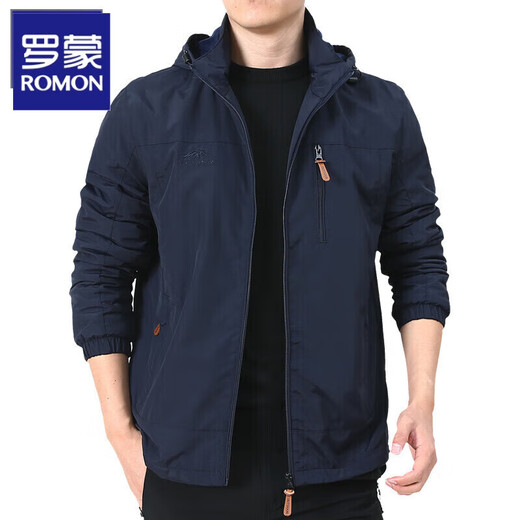 Veste d'hommes en plein air Romon pour le printemps, l'automne et l'hiver nouveau style de veste de veste de couleur masculine d'âge moyen et jeune homme pour hommes 9898 Modèle bleu foncé Petite taille plus velours m