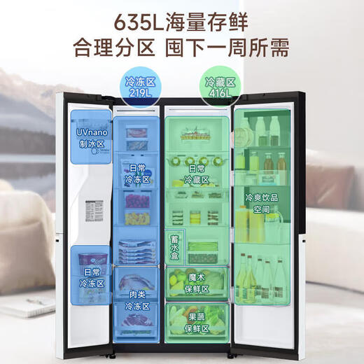 LG S653MWW87D敲一敲可视窗球形制冰冰吧冰箱635升大容量双开门 S652GTW16B655升凝脂白
