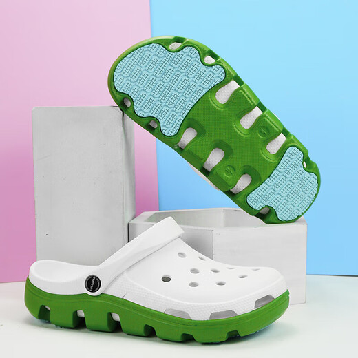 [CROCS-Hersteller] Männer und Frauen Nicht-Rutsch-Versionslochschuhe dicker Fashion Sandalen Strandschuhe Gartenschuhe Schwarz und Grau 45