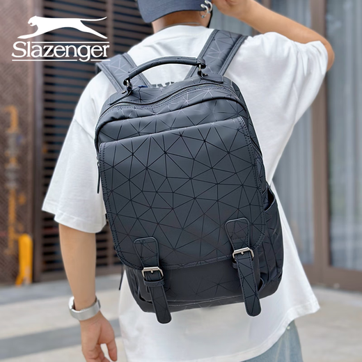 SlaZenger/Slazenger Fashion City PVC Weiche Leder Reisetasche Computertasche Rucksack Rucksack Schwarz
