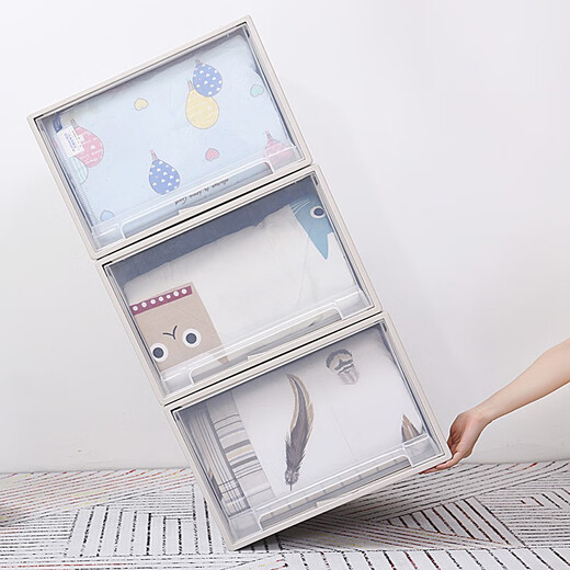 Schubladentyp Kleidung Aufbewahrungsbox verdickte transparente Garderobe Sortierbox Aufbewahrungsbox extra großer Plastikkleidung Aufbewahrungsbox F3523 Erster Stock