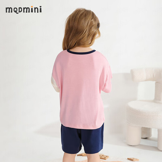 
MQDMINI children's clothing children's pajamas summer girls' home clothes children's home suit baby clothes Happy little rabbit pink 100