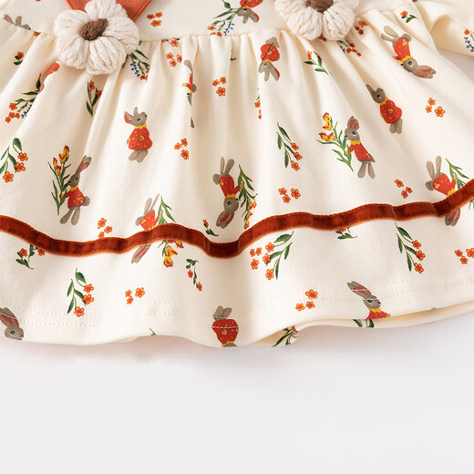 
Xinnan girls' clothes and pants split two-piece suit spring and autumn style fashionable baby princess going out baby girl children's clothing Orange rabbit 90 (S)