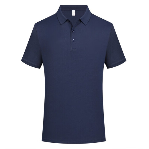 
[MLB Manufacturer] Cool cotton elastic short-sleeved POLO shirt for men and women antibacterial tops for summer lapel T-shirt Navy Blue 2XL