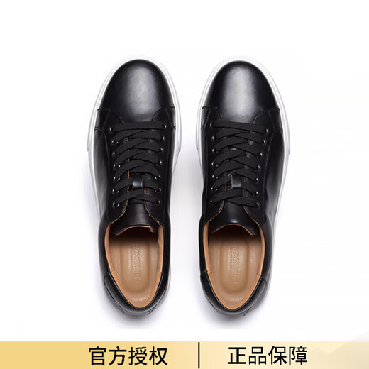 MNSMIN法国奢侈品男鞋高档四季款牛皮系带休闲小白鞋日常通勤板鞋时尚潮 黑色9225 38