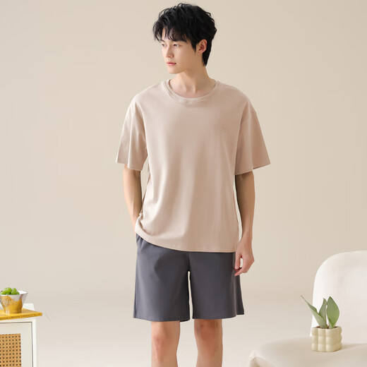 猫人男士睡衣男纯棉夏季休闲短袖短裤青少年套头夏天可外穿家居服2025 13603 L 【建议体重100-120斤】