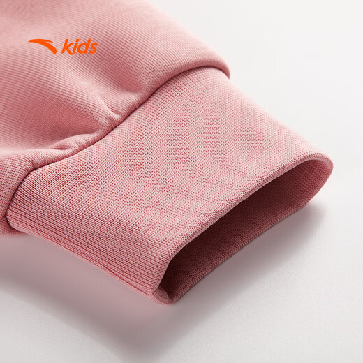 安踏儿童卫衣女大小童圆领套头衫2025秋甜美粉色运动衫A62536702