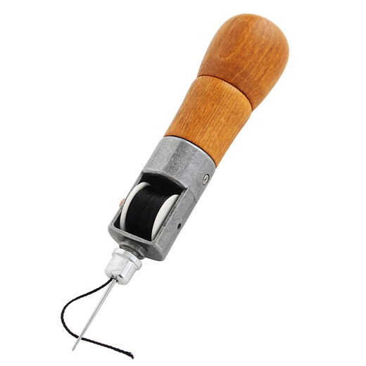 Leather hand sewing machine Hand sewing device Hand sewing device Handmade DIY leather goods Shoes repair shoes, stitching needle Qianzitong 4885 Old [split handle yellow wood color] free tools for hand