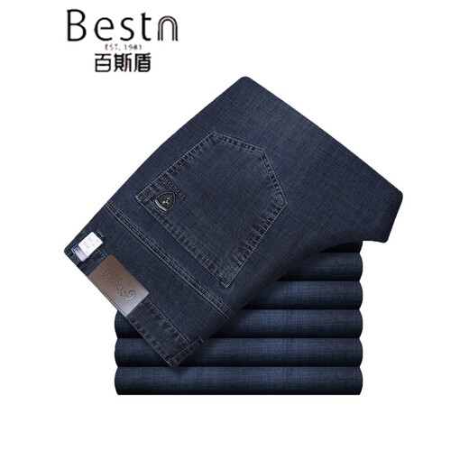 Baiston brand jeans men's spring and summer thin loose straight high waist middle-aged business elastic high-end trousers bsd-1105 light blue 29 2 feet 2 waist circumference