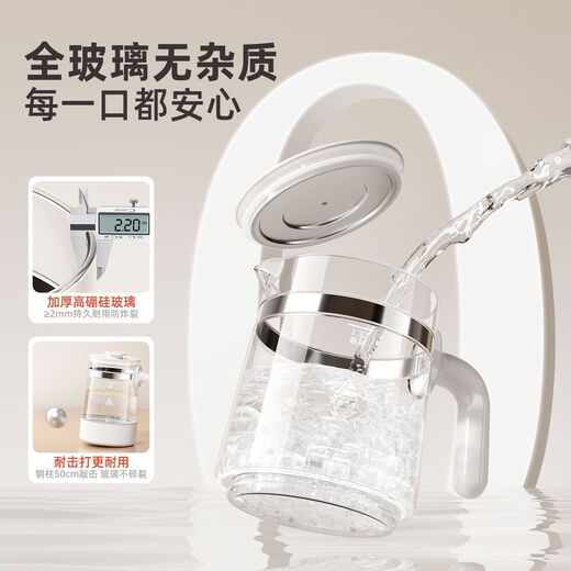 小壮熊全玻璃恒温调奶器婴儿专用一体家用泡奶机智能冲奶粉恒温养生壶 全玻璃+可预约+精准控温 1.3L