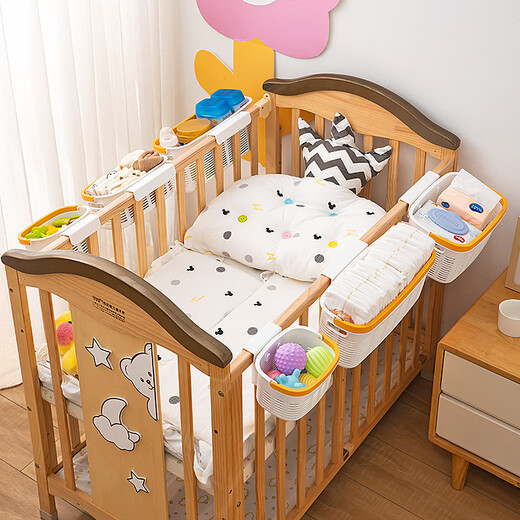 Erste Konzeption von Babybetthänge Korb Baby Nachtwindeln Bag Zaun Windel Aufbewahrungsbox Korb Speichel Handtuch Aufbewahrungsregal Quadrat kleines Paket 1 0x0 Nummer