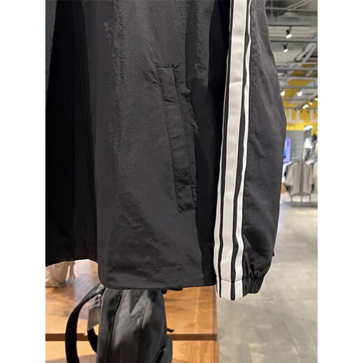 阿迪达斯 （adidas）外套男士2025春季新款健身训练运动服立领防风休闲梭织夹克上衣 KC3892黑色/白 M