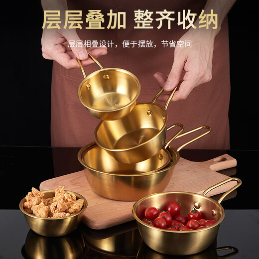 OSPIRO German quality condiment utensils golden rice wine bowl 304 stainless steel bowl with handle snack bowl Korean food restaurant 10.5cm small bowl with handle (silver)