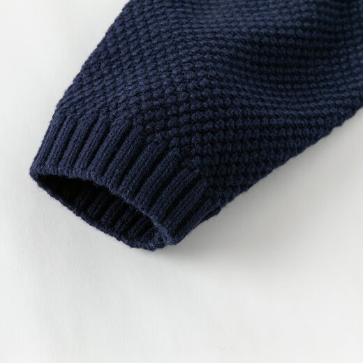 DAVE&BELLA children's sweater dress spring new style girls fake two-piece knitted skirt baby girl skirt princess dress navy blue ready in stock 90 cm (recommended height 80-90cm)