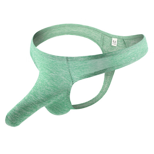 Mozilan's new thong men's underwear bullet separation breathable mid-waist U convex sac sexy elephant trunk underwear T-pants 452 blue S (1'9-2'2)