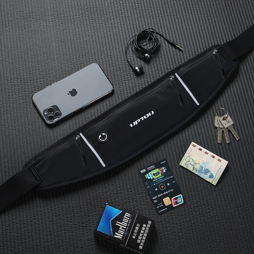 He Jiagong sports waist bag men's running mobile phone bag for equipment belt special bag artifact men's 2025 new carry black sports suit black waist bag + black arm bag