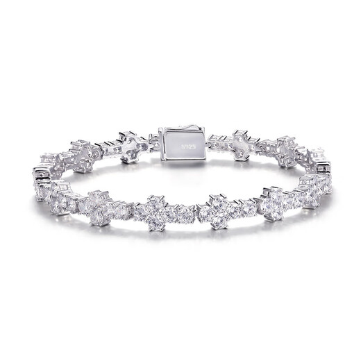珞芮 STUIDIOS925银轻奢莫桑石十字手链女超闪满钻小众设计饰品 L1098莫桑石镀白金 925银