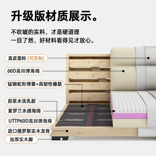 Chenzhiyi Ledersofa kleine Wohnung moderne einfache Wohnzimmersofa Klavierschlüssel gerade Ledersofa 3888# 3,4 Meter Vier-Personen-Sitz + Fuß Pedal [2,4 mm (Kontaktleder)]