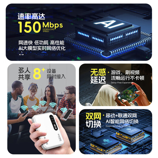 Xiaoxun Intelligence JD Datos oficiales JD IoT WiFi portátil Gratis Un año de experiencia Datos 2025 Nuevo 4G Nacional General Gigabit Velocidad Banda ancha inalámbrica Banca por Internet portátil (modelo estándar) Datos gratuitos de medio año + Cuatro antenas incorporadas