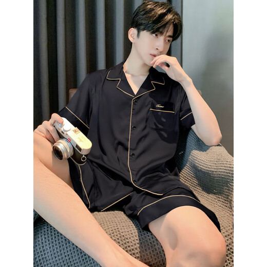胖东来DL同款睡衣男夏季夏天薄款短袖青少年可外穿男士2025新款家 12532【云朵棉绉布款】 3XL _(建议身高185左右，体重1