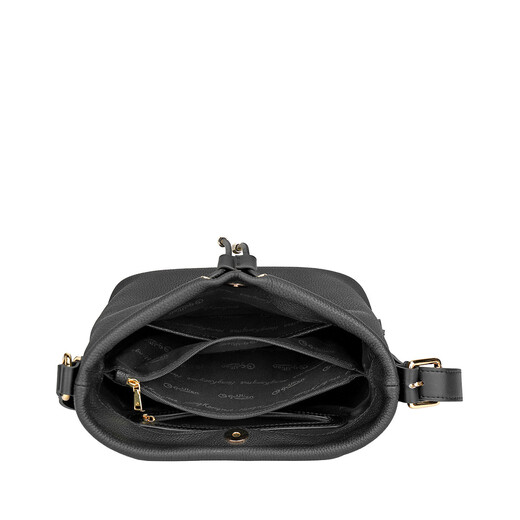 GOLDLION G+ women's bag shoulder bag cowhide fashion women's crossbody bag drawstring large capacity bucket bag black 23*13*21cm