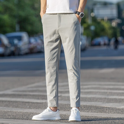 Specht gebrochene Größe 2025 Khaki Cropped Hosen Herren Sommer Slim Ice Draht gerade Draht All-Match Dünne Hosen Herrener neuer Stil Khaki-y9905 28