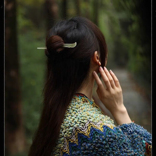 Chai Shi ox horn hairpin, ancient style jade hairpin, new Chinese style high-end tough hairpin for women, daily simple Mid-Autumn Festival gift