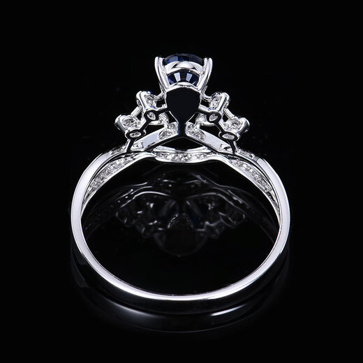 HEEKAIYI Royal Sapphire Ring Women's 18K Diamond Ring Luxury Chinese Valentine's Day Birthday Gift for Wife and Girlfriend Selected Royal Sapphire Ring 0.74ct 18K Gold Inlaid