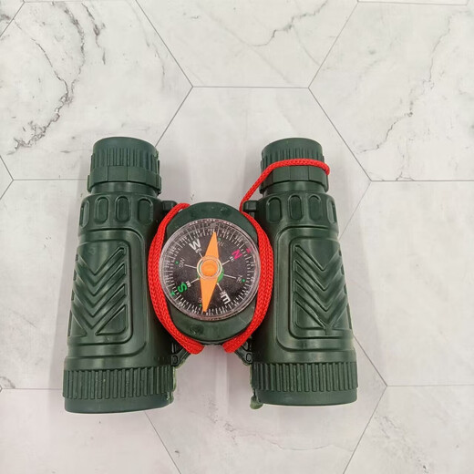 Binocular camouflage telescope, eye protection, high magnification, ultra-clear, portable with lanyard, children's telescope toy, military green exploration telescope + (with compass) 2 pcs