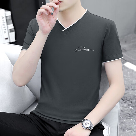 Offizielle Website für Männer mit kurzer Ärmeln T-Shirt Ice Seidenmodal halbärmelig Top V-Ausschnitt T-Shirt Neues Sommerstil Y-D7029 Weiß M _ Vorschlag: 100-115jin [Jin entspricht 0,5 kg]