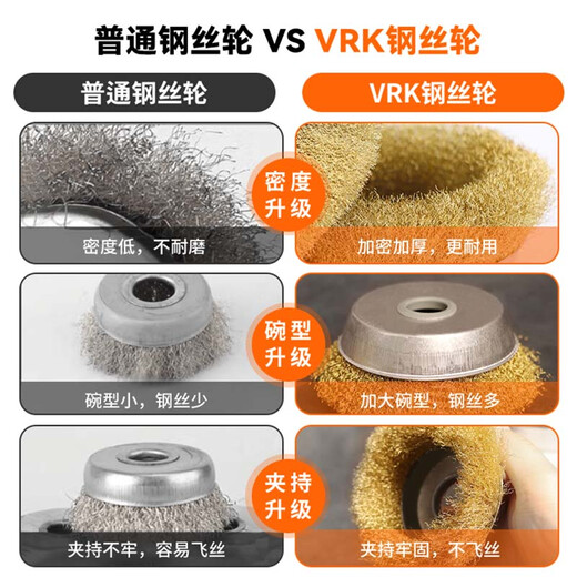 VRK bowl type wire wheel angle grinder wire brush wood grinding rust removal wire wire wheel polishing grinding wheel 82*16mm 10 pcs