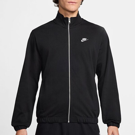 Nike (NIKE) men's top black jacket versatile collar zipper knitted casual jacket FQ3427-010 FQ3427-010 S