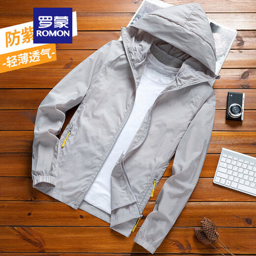Romon Sommer atmungsaktive Haut Windbreaker Männer und Frauen Outdoor Sportjacke Paar fischen lässige Jacke Z-JH2083 GRAY M