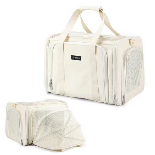 OUOETY宠物航空包海航专用上客舱软包南航拓展猫咪出门携带猫包外出便携 米色海航/南航专用 按压后35*28*24cm