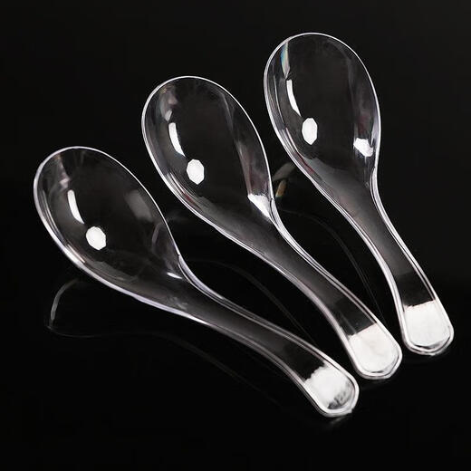 Disposable food-grade spoons, thickened, take-out fast food, transparent plastic spoons, crystal spoons, 100 pieces, 2 bags - simple packaging