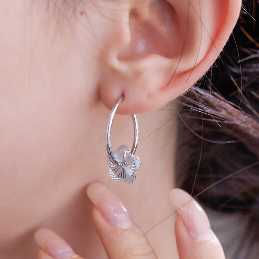 Meluxe platinum earrings for women, PT950 platinum flower earrings, birthday gift for girlfriend, wife, large version, about 3.43g