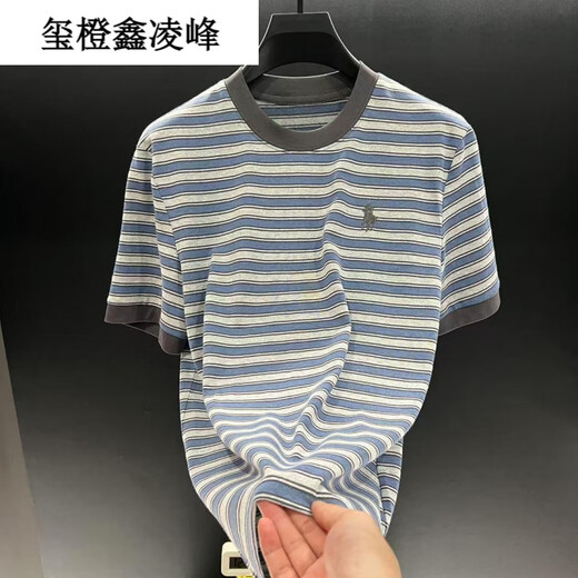 玺橙LOMY VICTOR欧洲站顶奢夏季新品T恤NZN1396玺橙 条纹 3XL 【170-190斤】